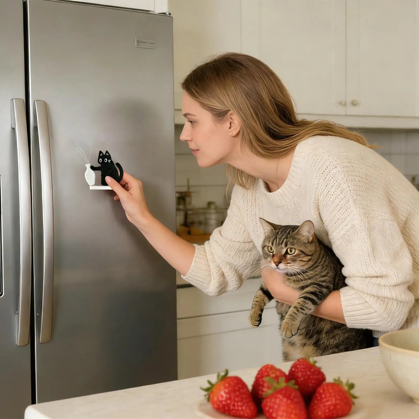 Cat Whisker Holder Cute Magnetic Refrigerator Ornament Fridge Magnets Cat Hair Storage Collection Ornaments for Homes Kitchens Peaceful Pleasures Health and Wellness