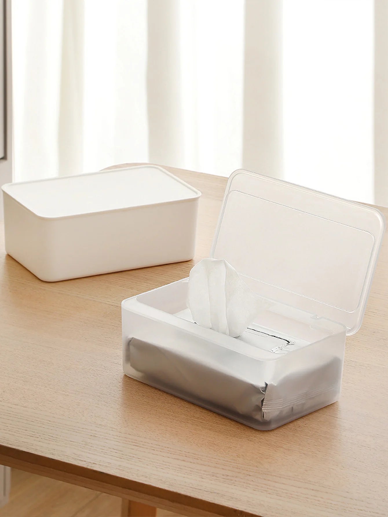 1Pc Japanese Style Wet Wipes Container Waterproof Wipe Box With Lid Bedroom Living Room Pull-out Multi-purpose Storage Box Peaceful Pleasures Health and Wellness