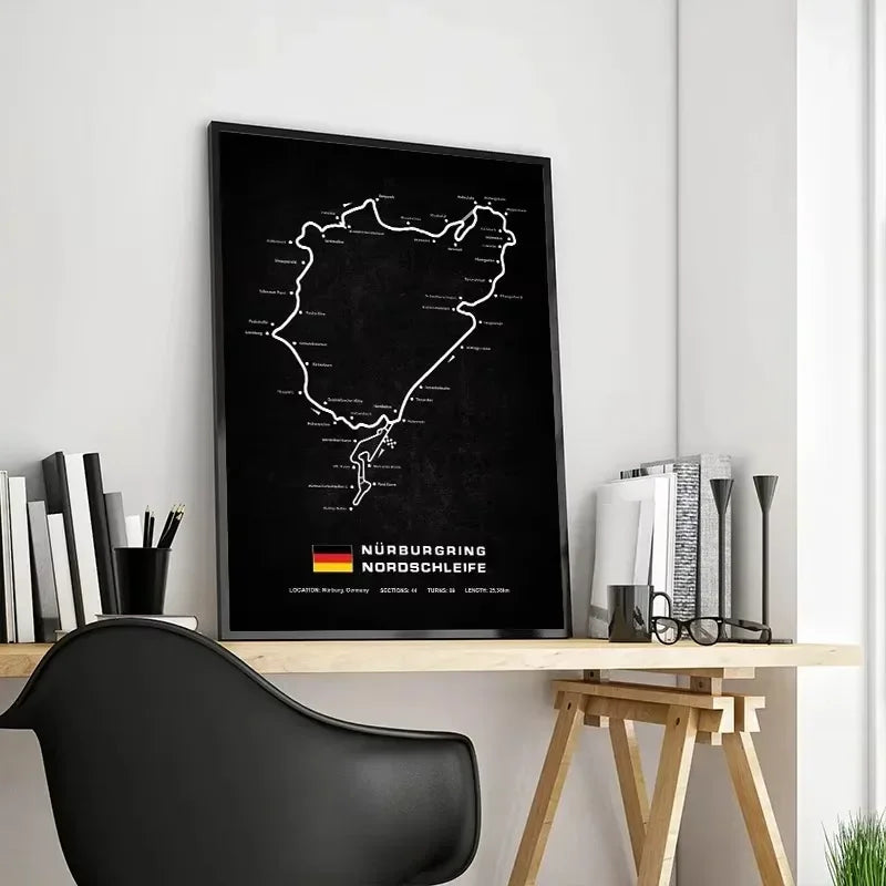 Modern World Racing Circuits Poster Prints Nurburgring Sarthe Nordschleife Canvas Painting Wall Art Picture Room Garage Decor Peaceful Pleasures Health and Wellness