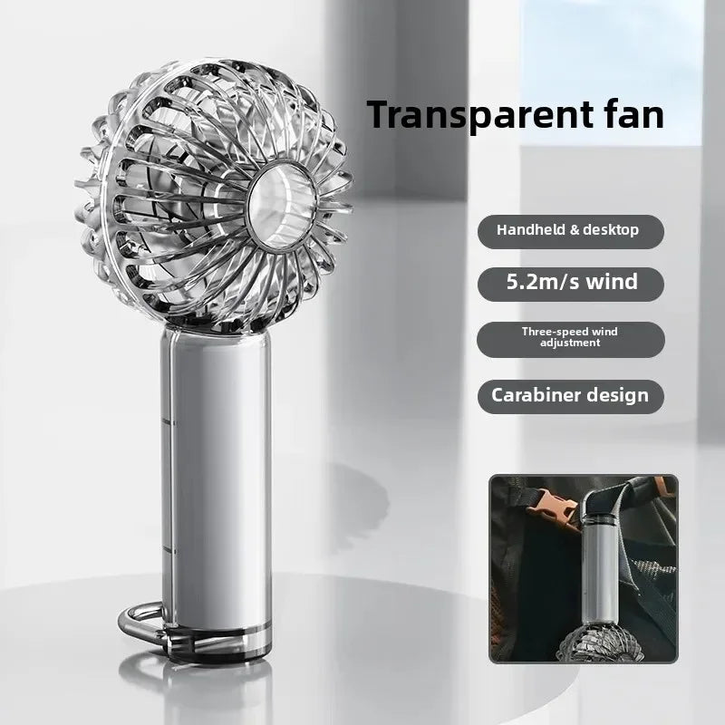 URGGU Mini Transparent USB Handheld Fan – Silent & Portable