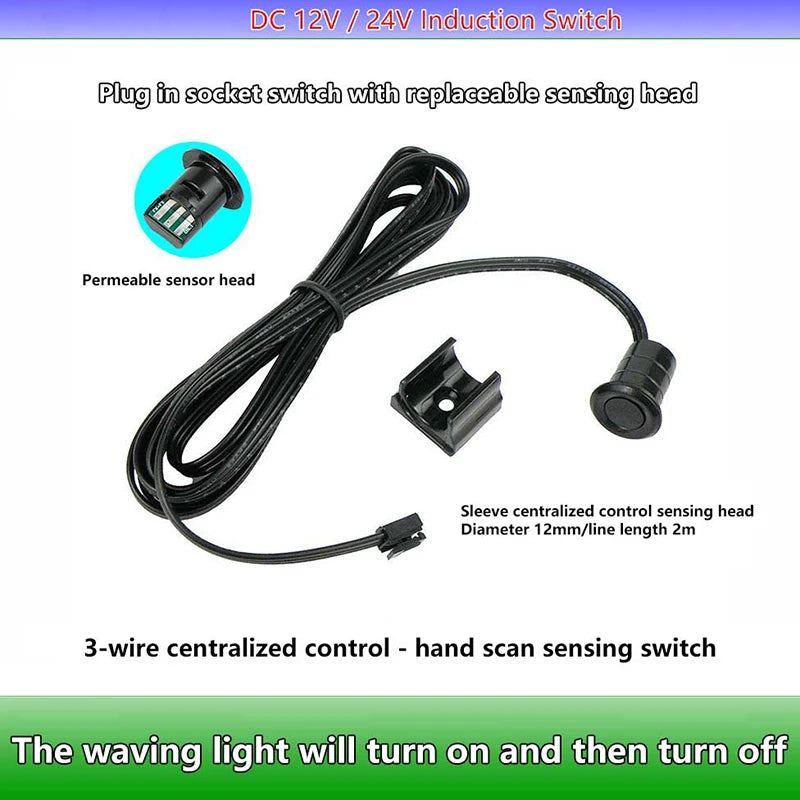 Mini LED Cabinet Light Sensor – PIR, Touch & Hand Sweep 12V–24V