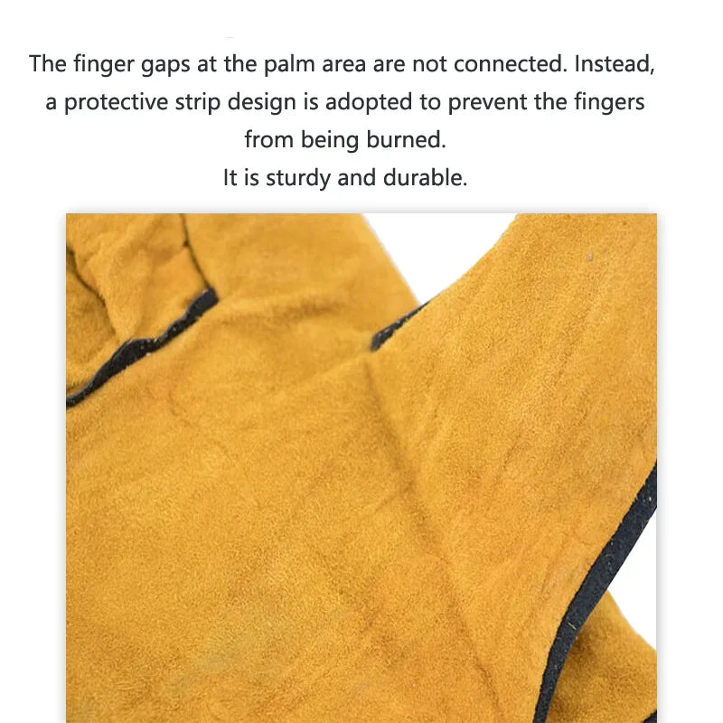 Long Leather Welding Gloves – Double-Layer Heat Resistant