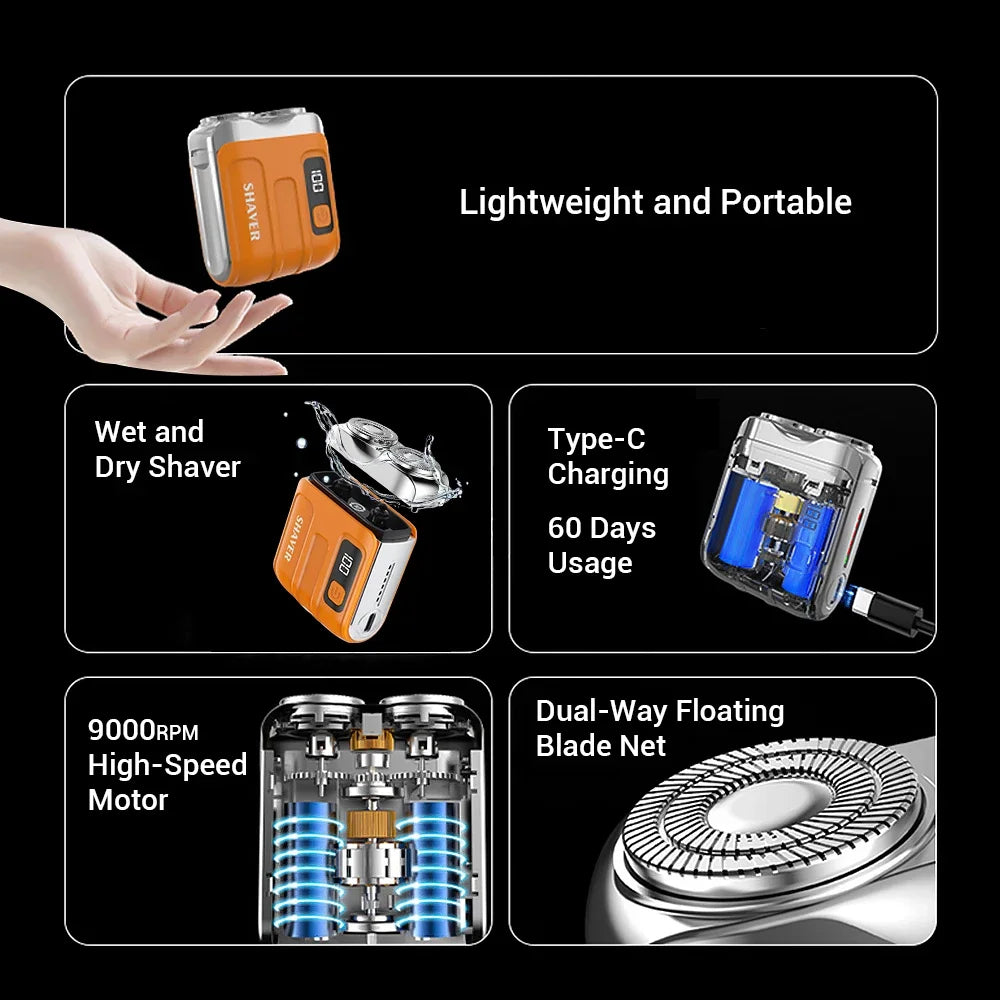 Hailicare Mini Electric Shaver for Men | Dual Blade Type-C