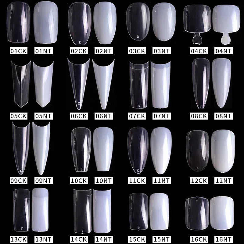 Fake Nails Set, 10 Sizes, Full Half French, Acrylic ABS, Manicure Fingers Toes, C Smile Sharp, 500 Tips Kit Bagged Peaceful Pleasures Health and Wellness