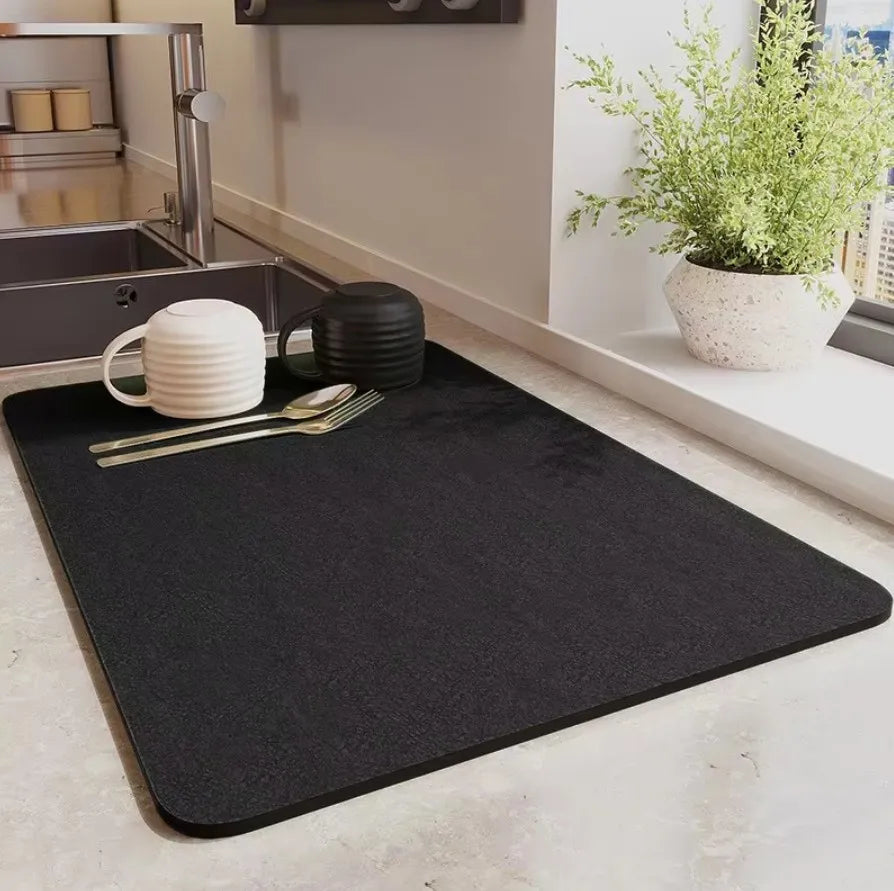 Coffee Mat - Coffee Bar Mat for Countertops | Coffee Bar Accessories Fit Under Coffee Maker Machine | Absorbent Hide Stain Rubbe Peaceful Pleasures Health and Wellness black