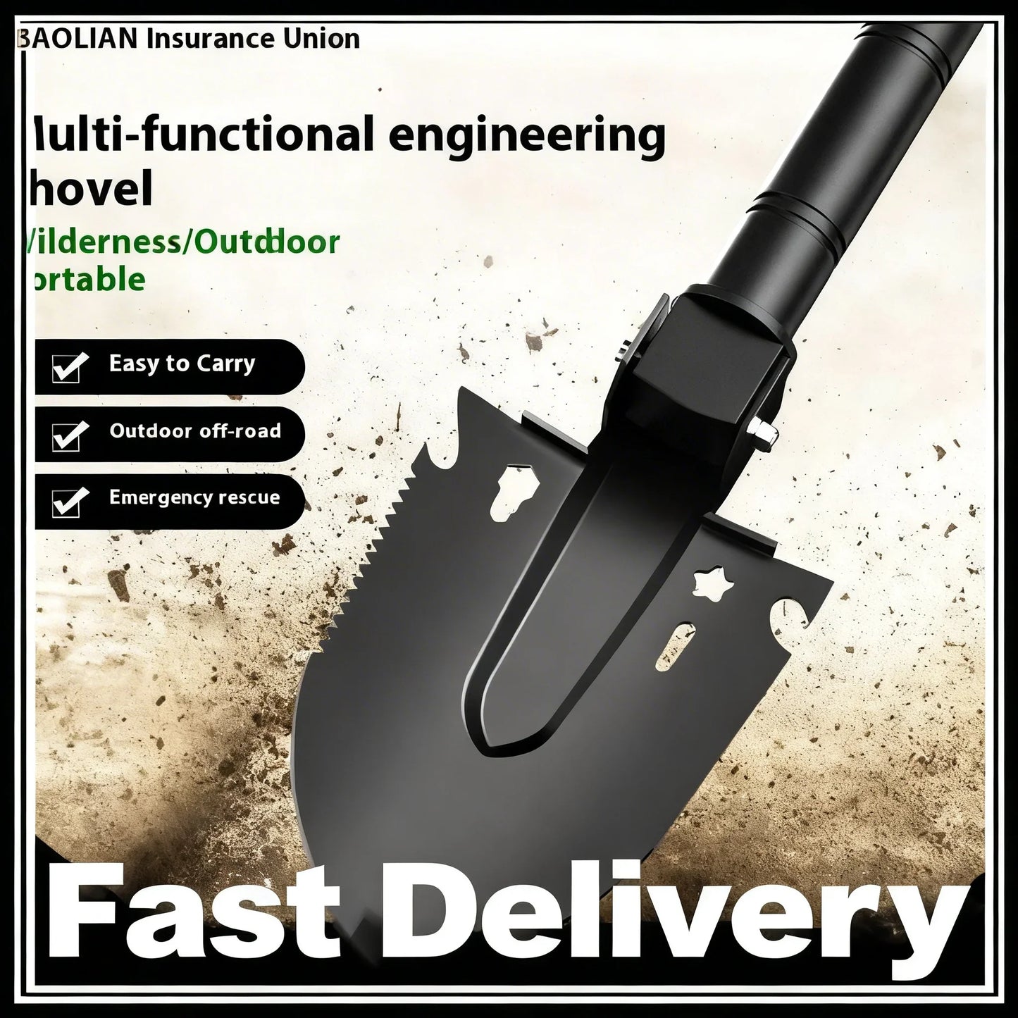KITPIPI Folding Camping Shovel – Portable Survival Tool
