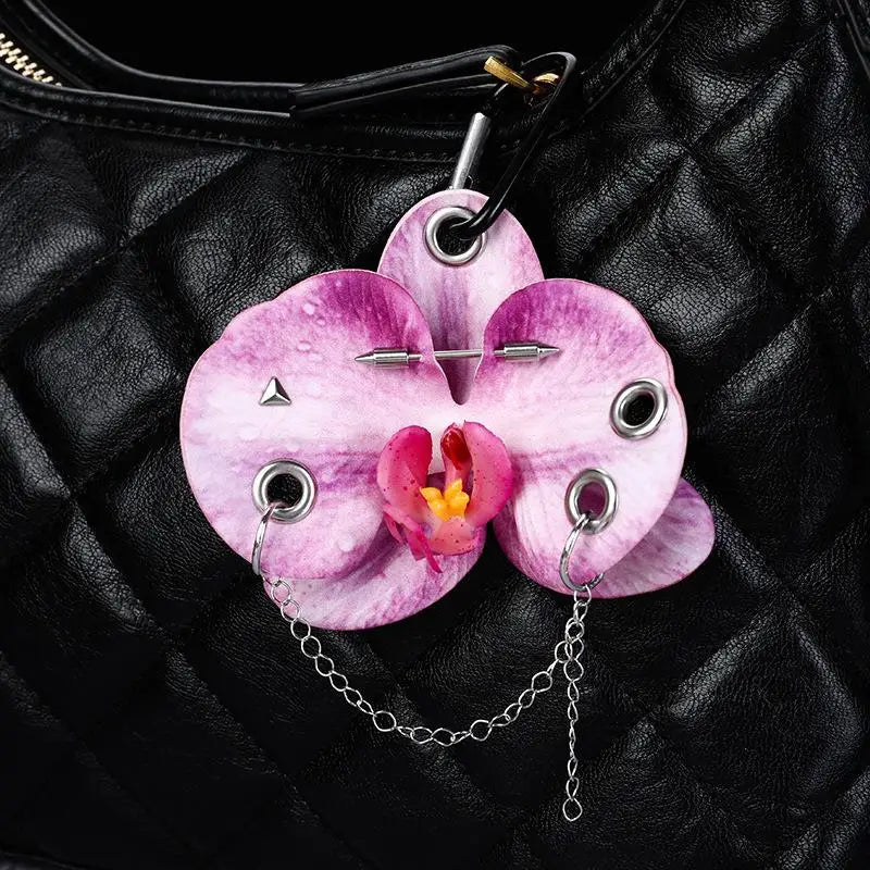 Phalaenopsis Flower Keychain – Floral Backpack Charm Gift
