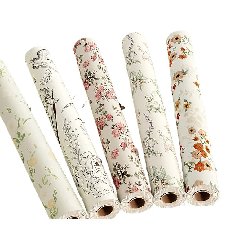 1 Roll French Retro Wallpaper Self-adhesive Thickened Bedroom Wardrobe Furniture Cabinet Tabletop Sticker Peaceful Pleasures Health and Wellness