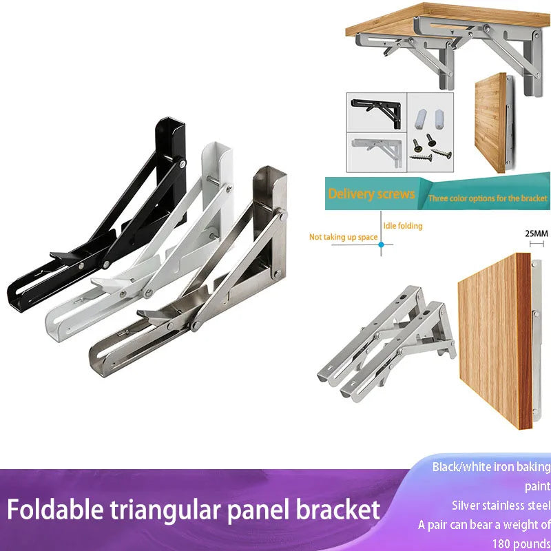 2PCS Folding Wall Shelf Brackets – Stainless Steel Right Angle