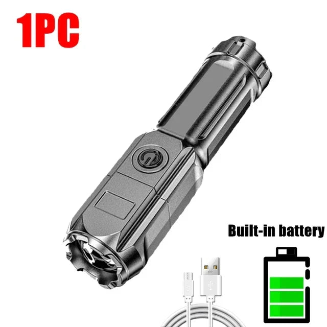 KDULIT Rechargeable LED Flashlight – Zoomable 3-Mode Torch
