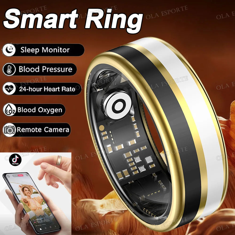 2026 New Enamel Smart Ring Heart Rate Blood Oxygen Sleep Monitor Gesture Video Navigation Family Care 5ATM Waterproof Smartring Peaceful Pleasures Health and Wellness BkWh 9