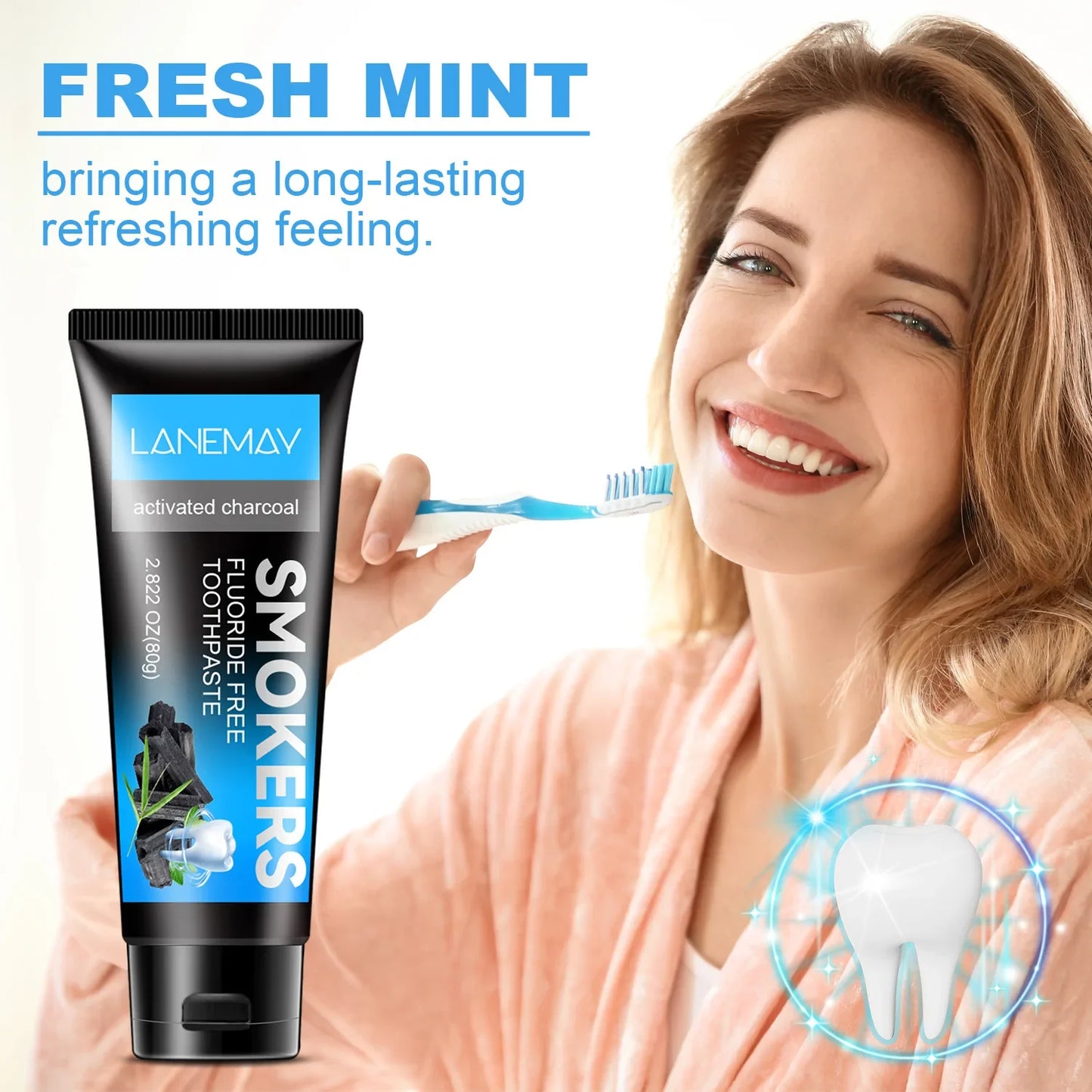 Activated Charcoal Toothpaste – Fresh Mint & Brightening 80g