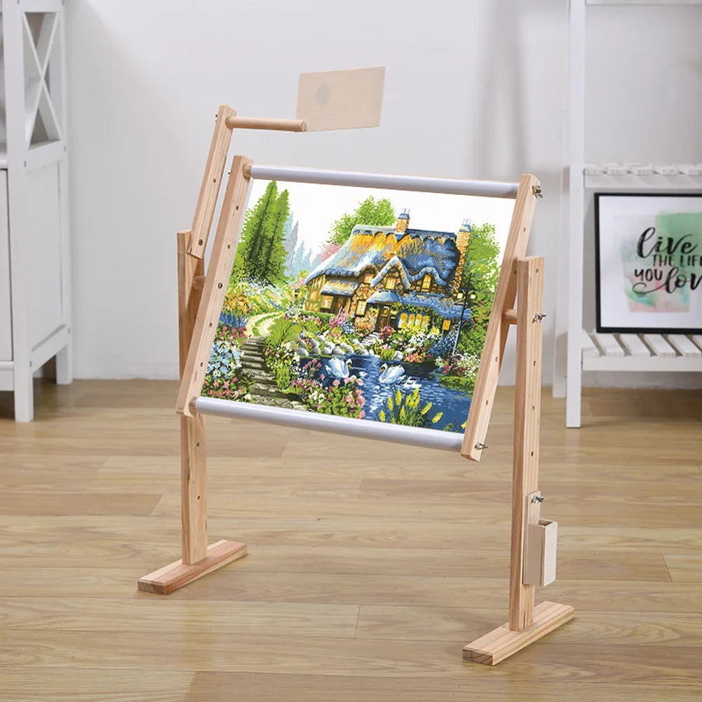 Adjustable Solid Wood Cross Stitch Rack Wooden Stand Desktop Cross Stitch Embroidery Frame Cross Stitch Tool Accessory Peaceful Pleasures Health and Wellness