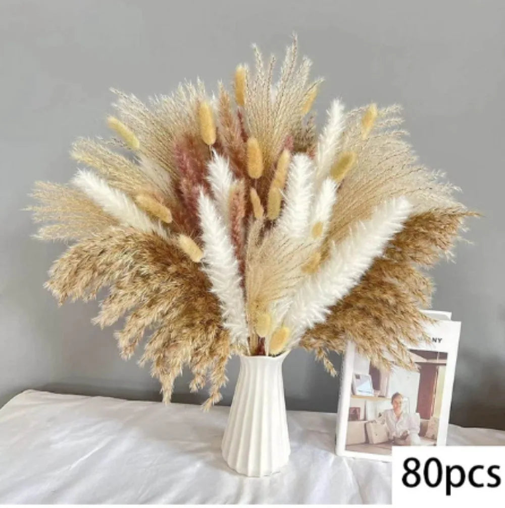 100pcs Dried Pampas Grass Bouquet | Boho Wedding & Home Decor