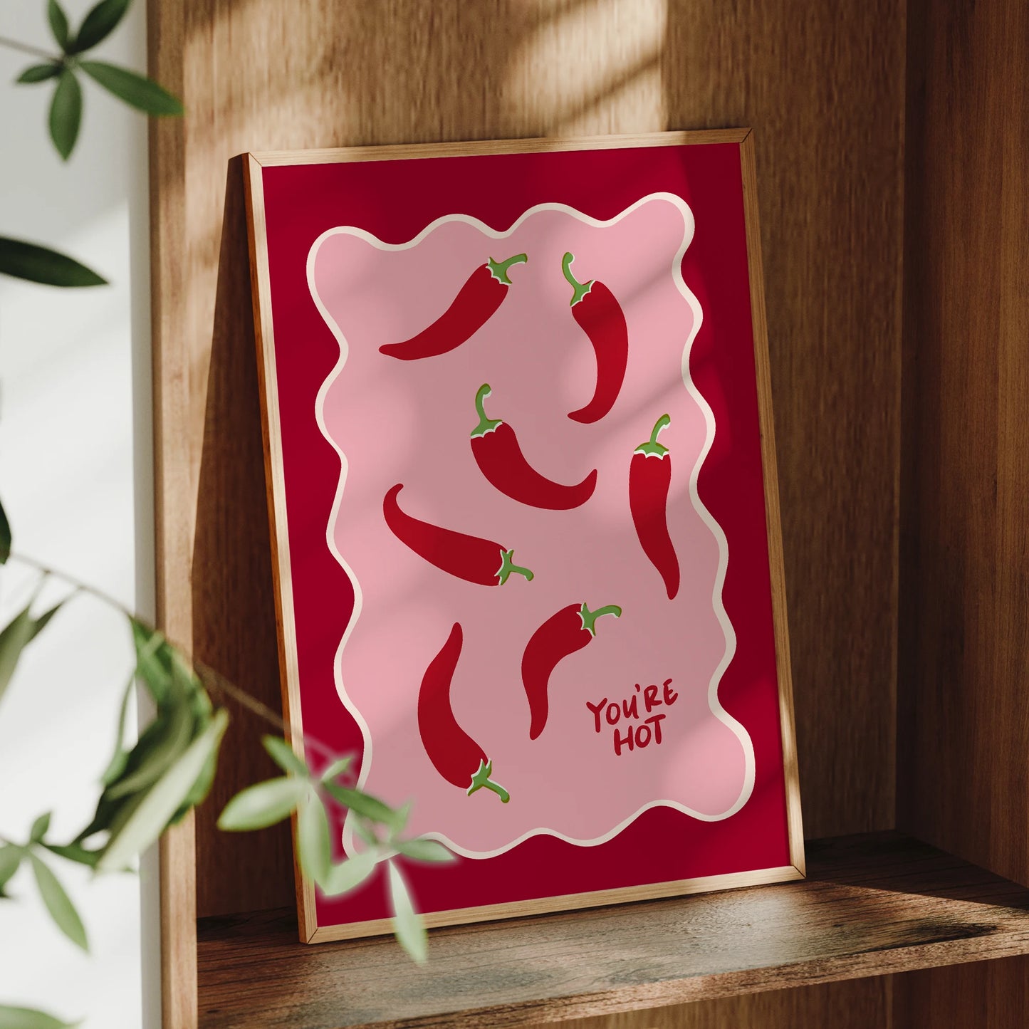 Retro Chili Pepper "You're Hot" Wall Art | Kitchen Poster