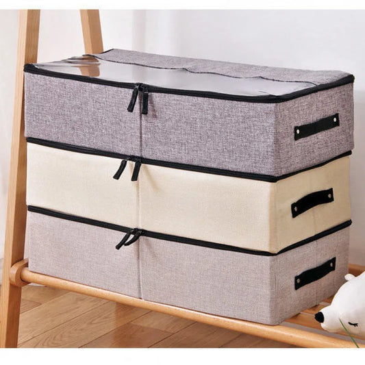Clothing Storage Bag Made Of Cotton And Linen Washable Separated Dust-Proof Thickened Suitable For Moving Bed Bottom Storage Box Peaceful Pleasures Health and Wellness