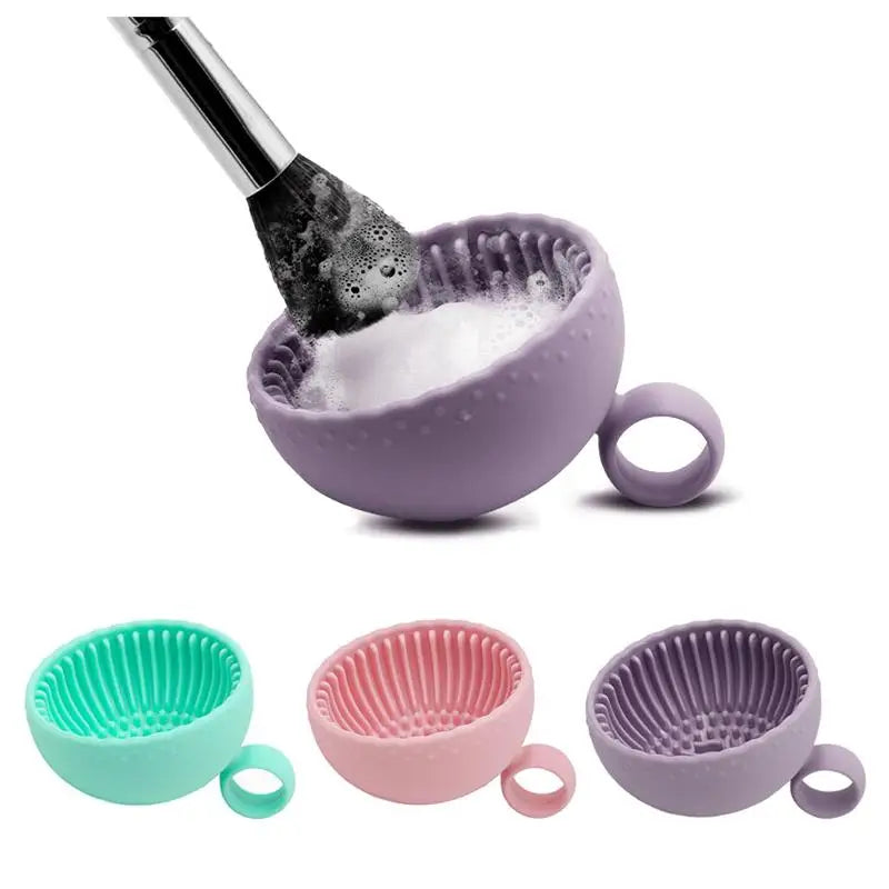 Non-Slip Silicone Makeup Brush Cleaning Bowl & Scrubber