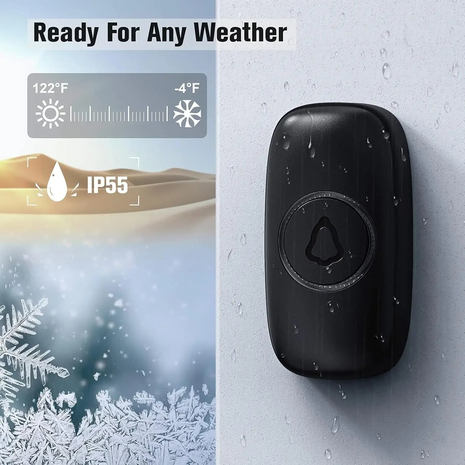 Wireless Doorbell with 2 Receivers, Adjustable Volume, 58 Chimes, LED Light, 1000Ft Range, Easy Installation Peaceful Pleasures Health and Wellness