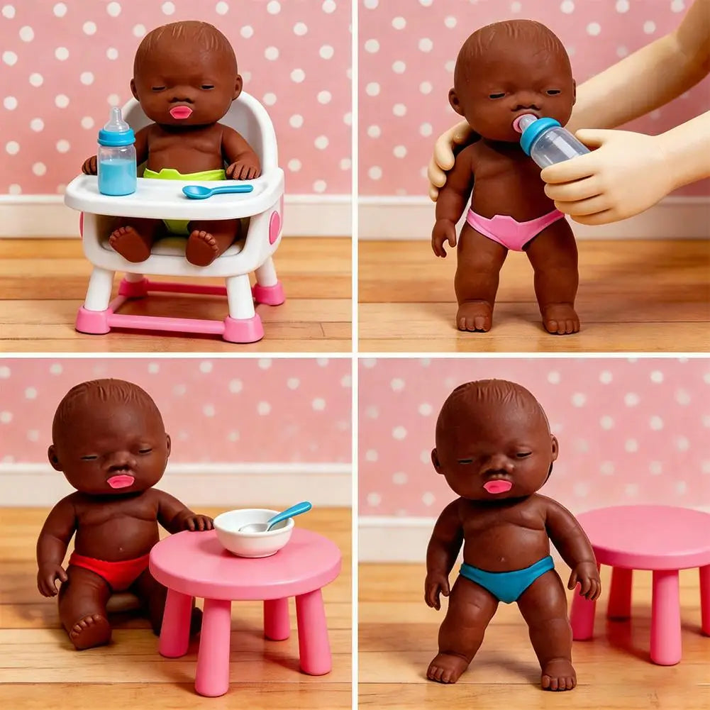 Black Baby Squeeze Toy | Soft TPR Sensory Fidget Doll Figure