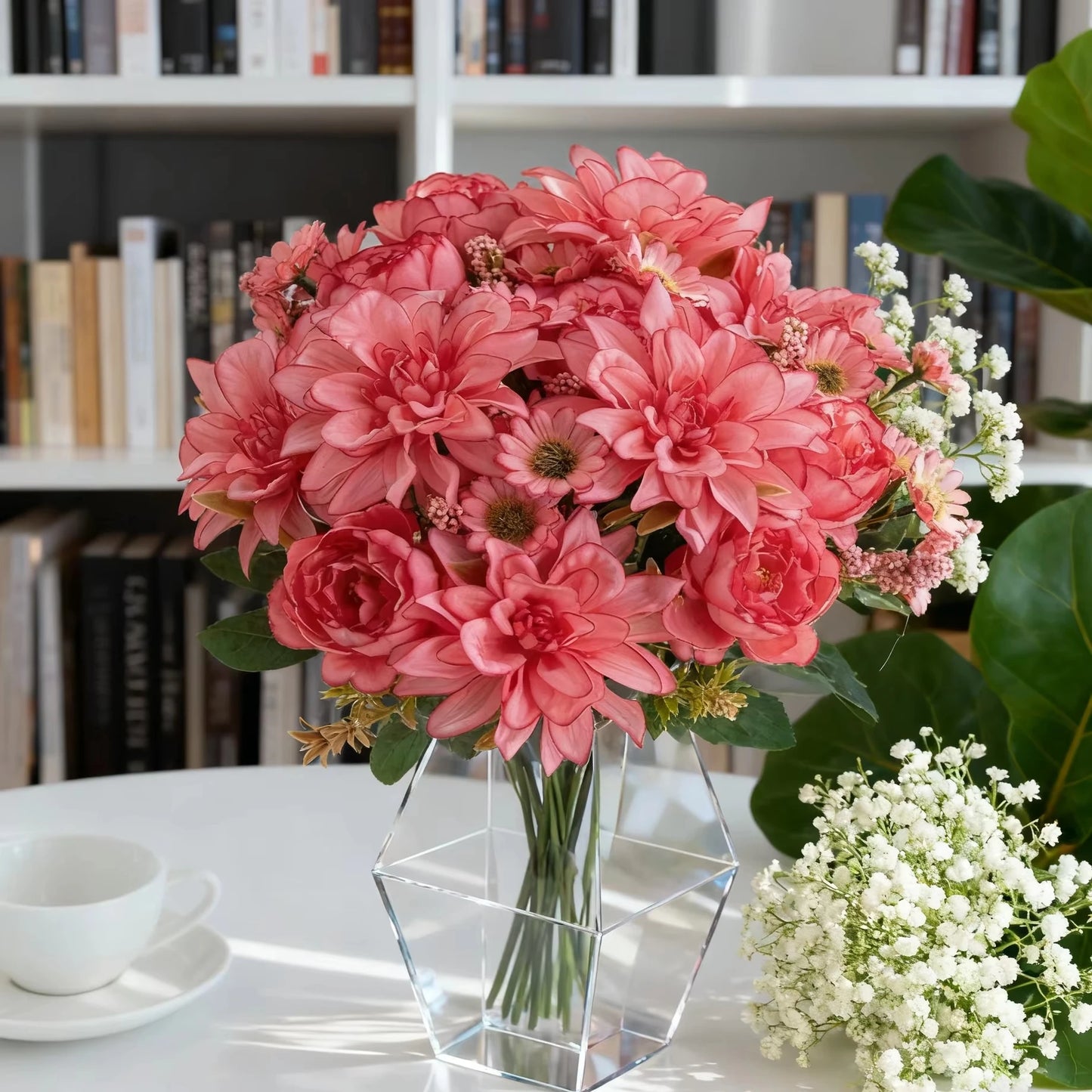 Silk Artificial Dahlia Rose Daisy Bouquet – Wedding & Party Decor
