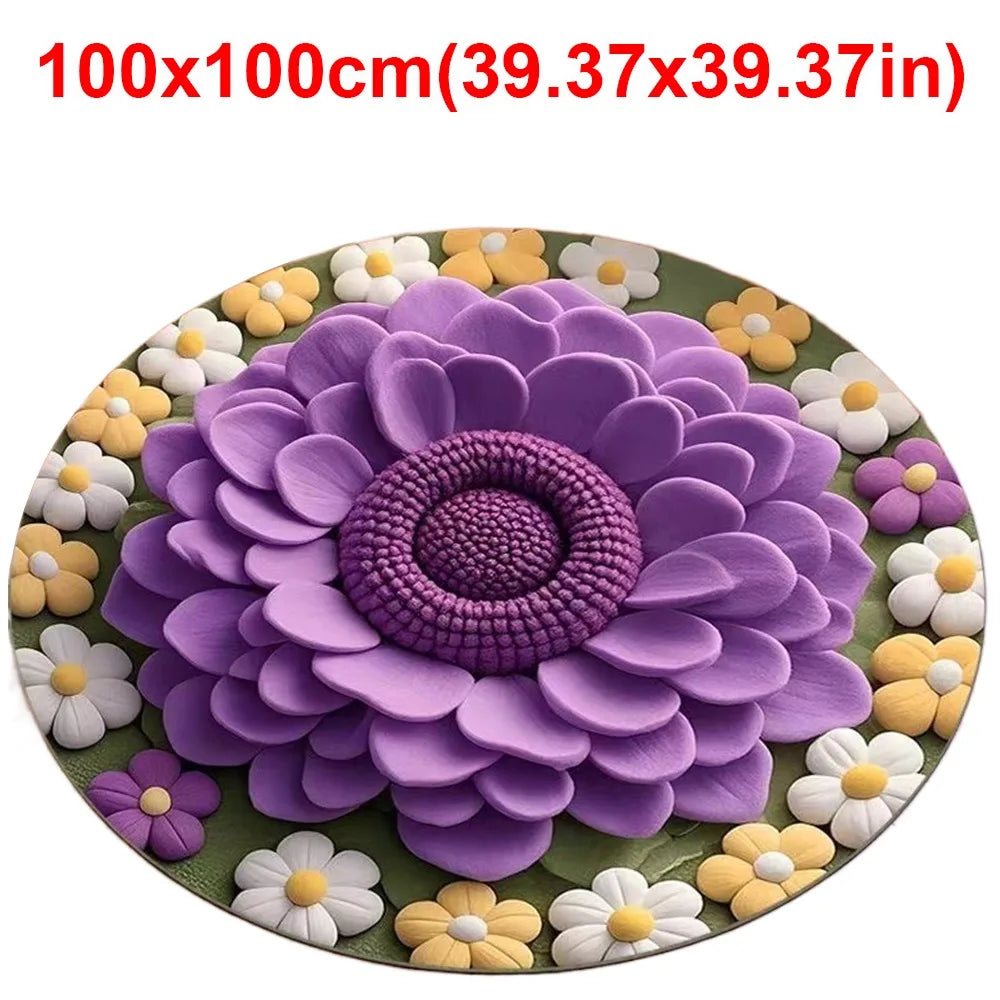 Peony Flower Shaped Non-Slip Floor Mat | Soft Absorbent Rug