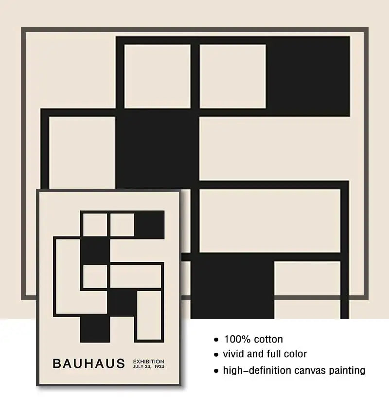 Abstract Bauhaus Style Geometric Wall Art Posters Prints Picture Vintage Black Beige Line Canvas Paintings For Modern Home Decor Peaceful Pleasures Health and Wellness