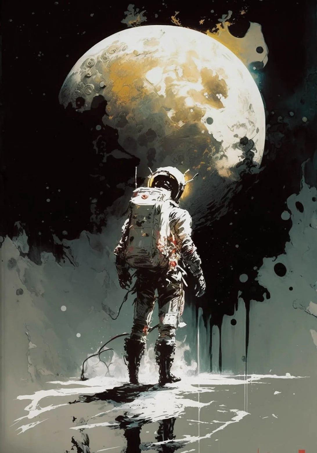 Astronaut Canvas Wall Art | Modern Sci-Fi Space Poster Print Canvas Wall Art Peaceful Pleasures Health and Wellness