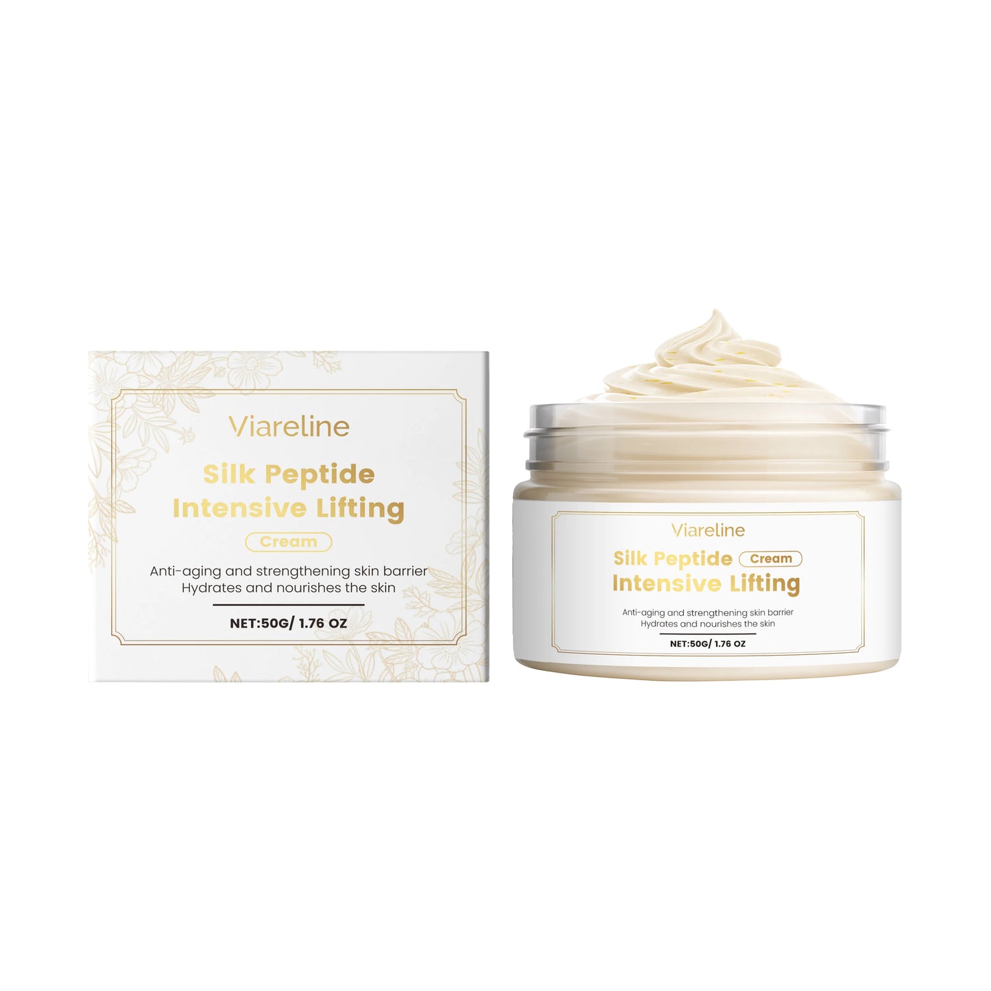 Silk Peptide Intensive Lifting Cream Firming Moisturizing Glowing Increase Elasticity Improve Sagging Soft Tightening Face Cream Peaceful Pleasures Health and Wellness 50g boxed