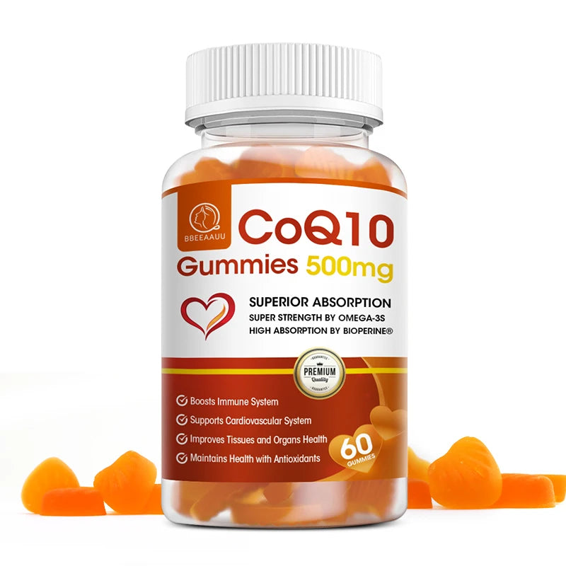 CoQ10 500mg Gummies – Heart Health & Antioxidant Support Dietary Supplement Peaceful Pleasures Health and Wellness 60pcs 1Bottles United States