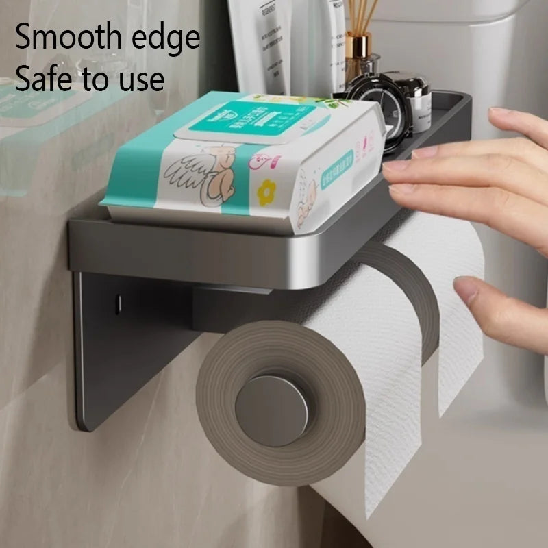 Drill-Free Wall Mount Toilet Paper Holder – Waterproof Metal