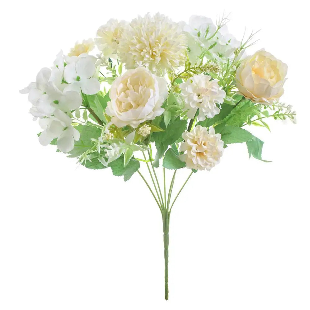 Silk Peony & Hydrangea Artificial Flower Bouquet – Wedding Décor