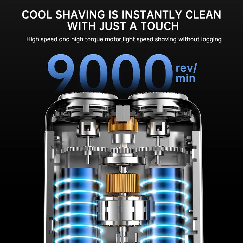 XMSJ Mini Dual Head Rotary Shaver IPX7 Waterproof Type-C Travel Razor