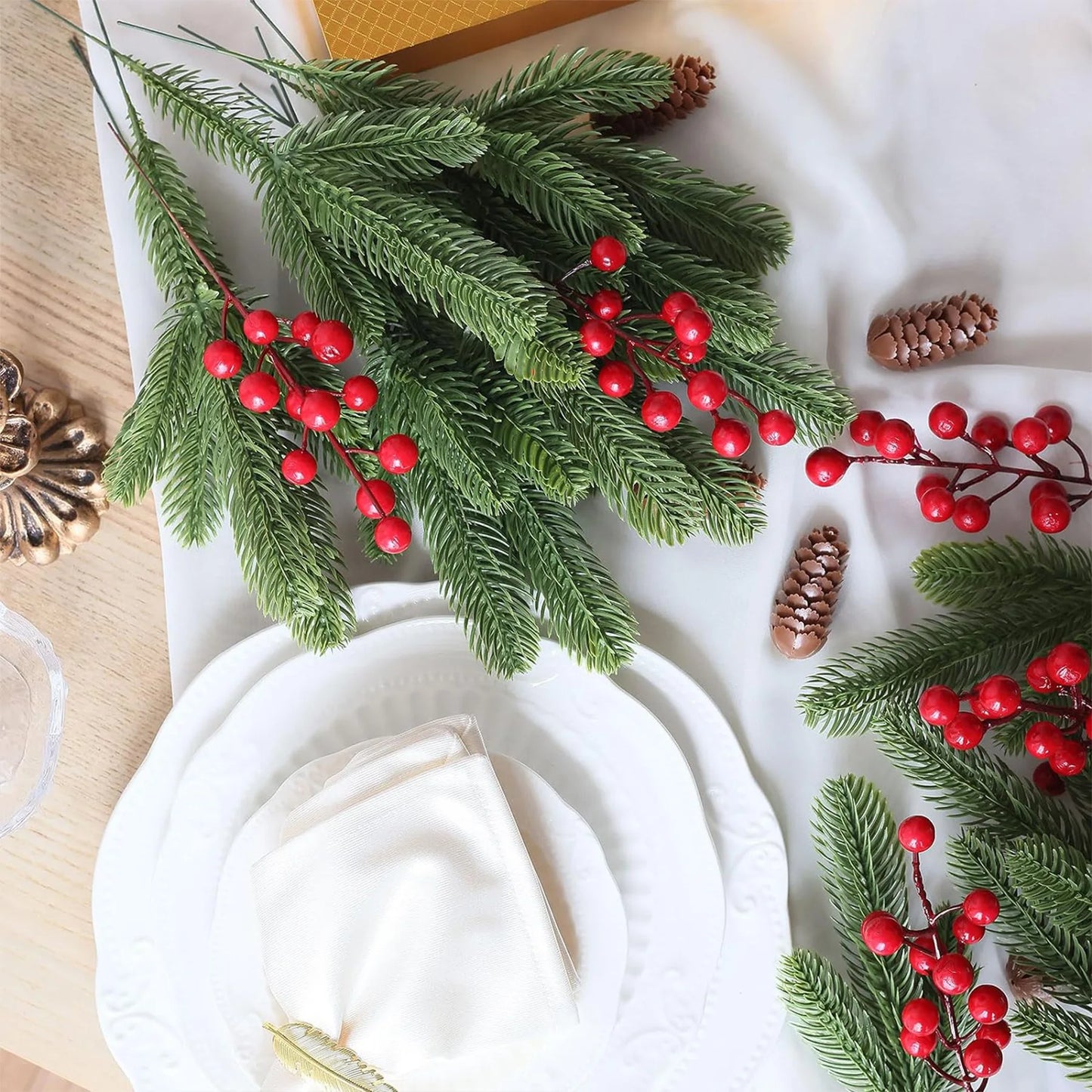 Artificial Pine Branches Christmas Garland Wreath Decor 10/25PCS