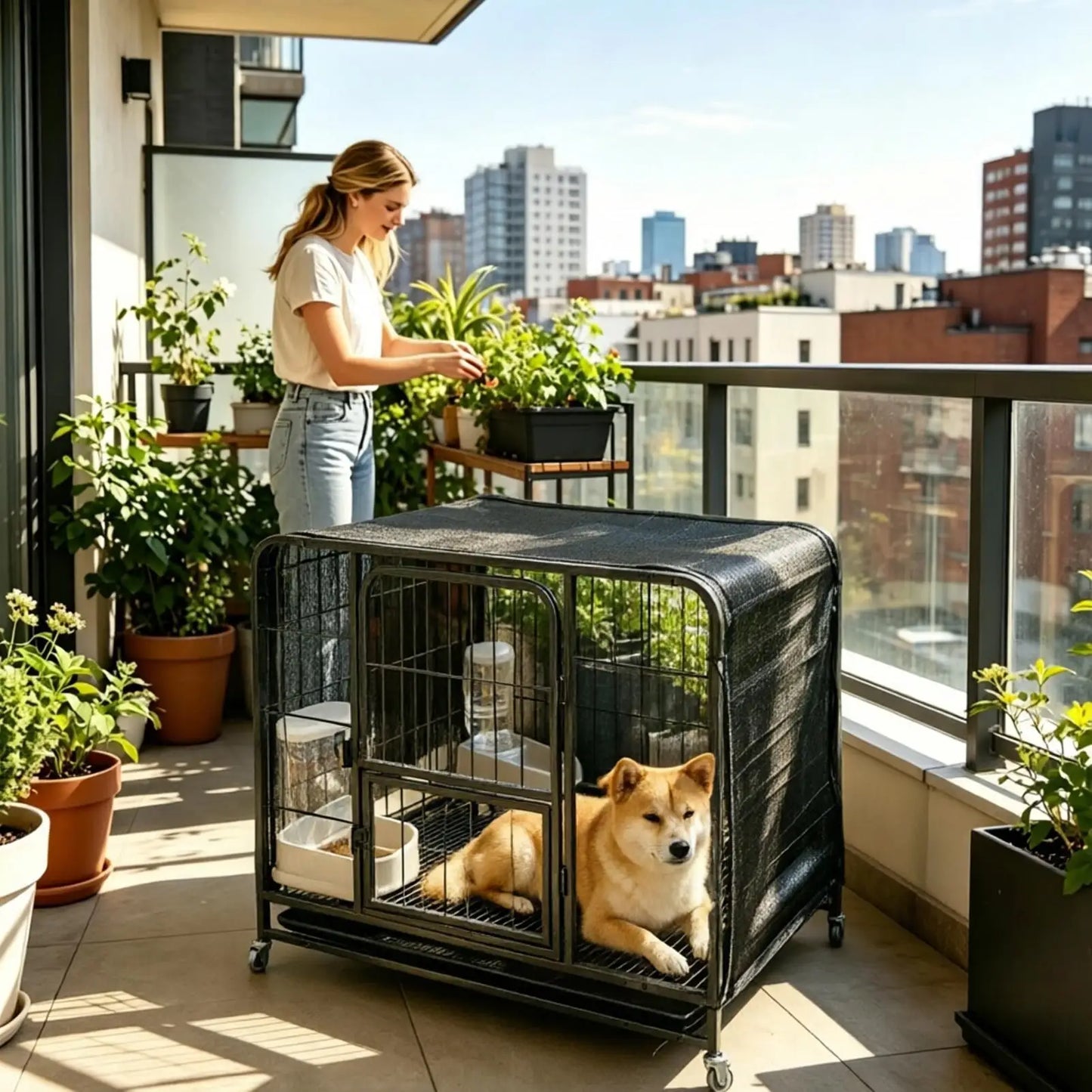 Large Dog Kennel Shade Cover – UV Cooling Mesh 6x3 ft