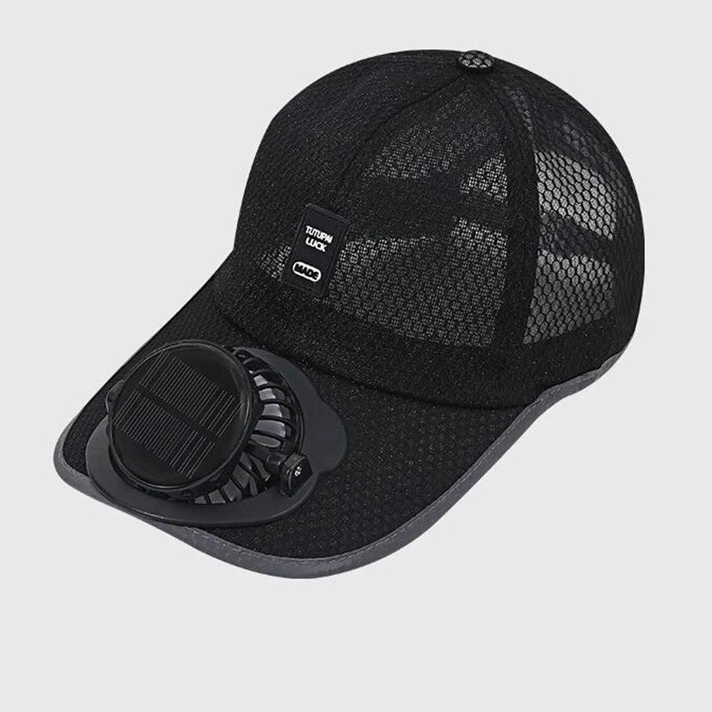 1PCS Adults Mesh Baseball Cap Fishing Beach Hats with Solar Fan, Summer UV Protection Sun Hat, Solar Powered/USB Charging Sunhat Peaceful Pleasures Health and Wellness Black-1PCS