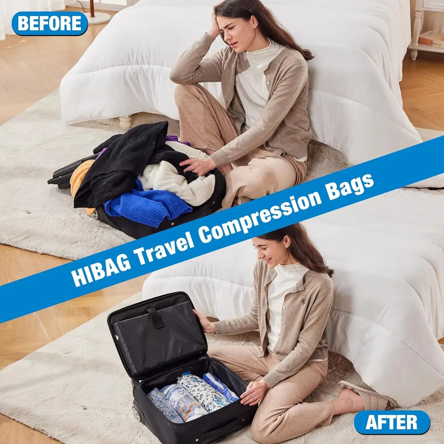 12 Travel Compression Bags, Space Saver for Cruise and Home Storage with Dual Zipper Design Peaceful Pleasures Health and Wellness
