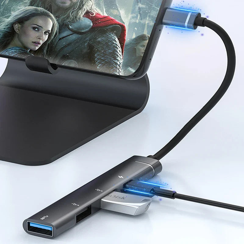 4-Port USB-C Hub 3.0 – 5Gbps OTG Splitter for MacBook & Laptop