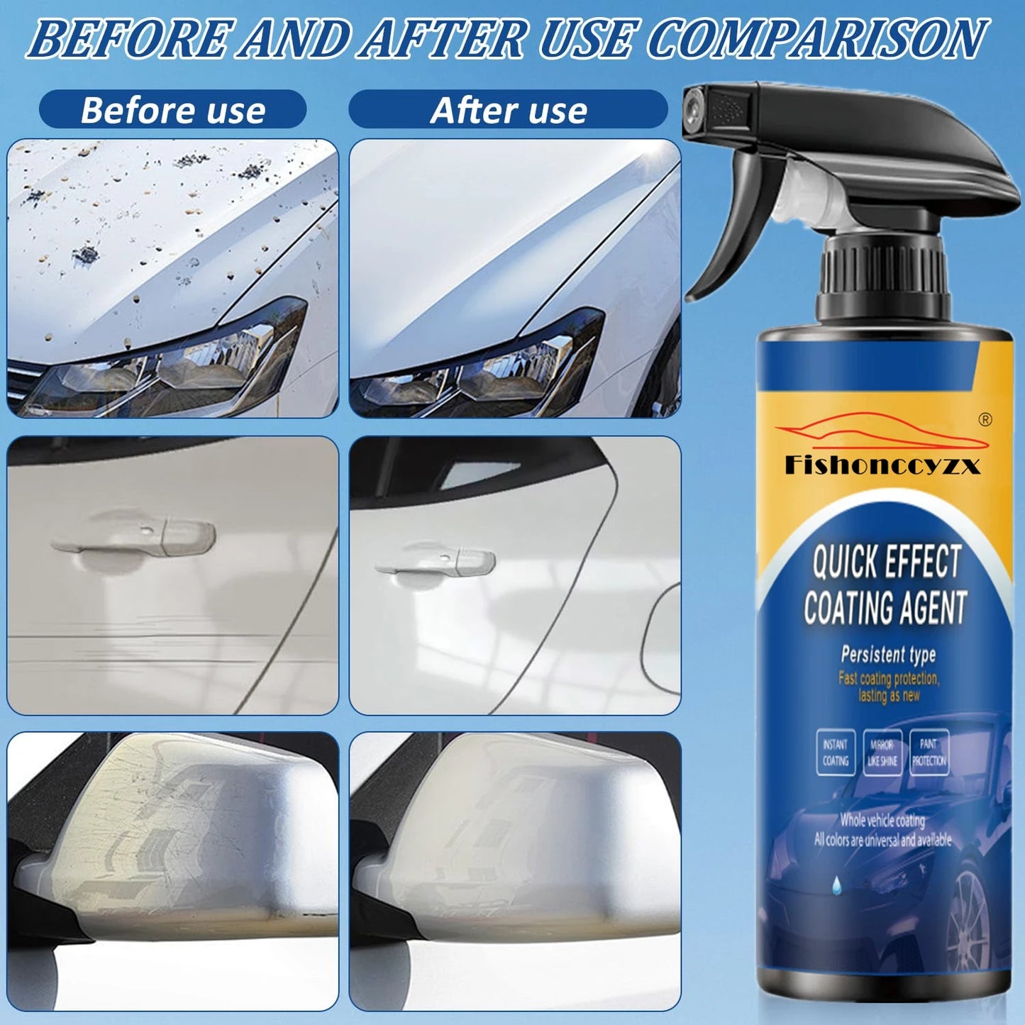 Car Coating Spray Quick Effect Coating Agent Coat Car Wax Car Scratch Wax Coating Spray Oil Film Emulsion Glass Cleaner Peaceful Pleasures Health and Wellness