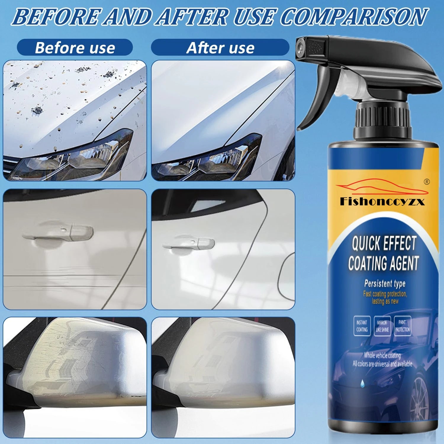 Car Coating Spray Quick Effect Coating Agent Coat Car Wax Car Scratch Wax Coating Spray Oil Film Emulsion Glass Cleaner Peaceful Pleasures Health and Wellness