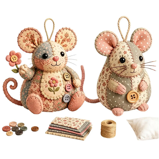 Patchwork Mouse DIY Sewing Kit | Floral Fabric Craft Set DIY Sewing Craft Kit Peaceful Pleasures Health and Wellness