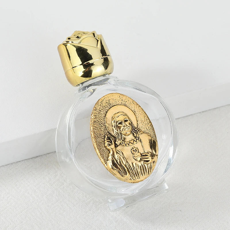 Beautiful Gold Rose Crystal Glass Empty Holy Water Jesus Bottle Religious Bottle Christian Baptism Supplies Gift Peaceful Pleasures Health and Wellness A8