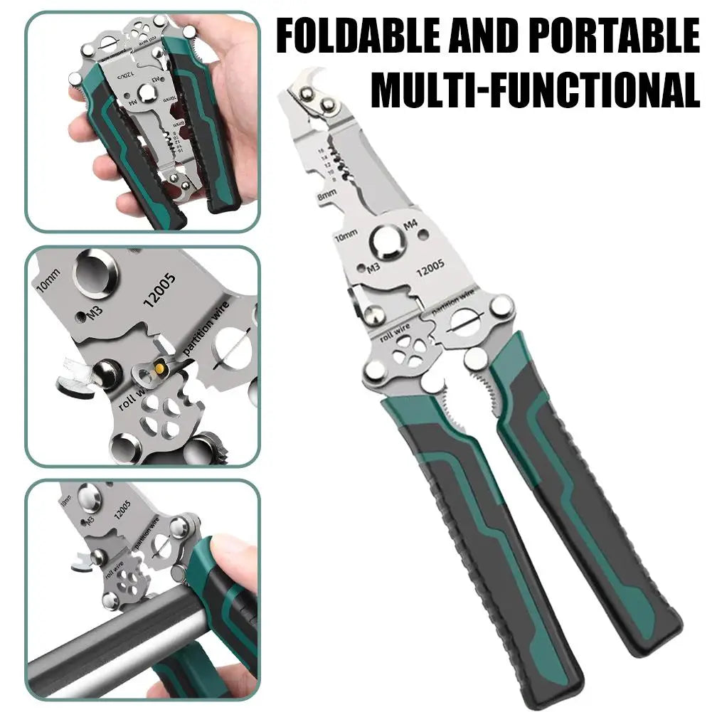 Foldable Wire Stripper Pliers Electrician Special Cable Cutter Crimping Pliers Wire Splitting Stripping Cutting Hand Tools Peaceful Pleasures Health and Wellness