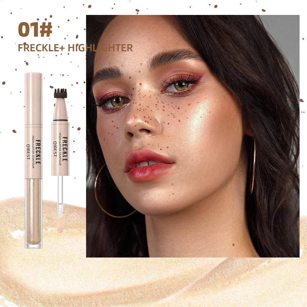 QIBEST Double-headed Freckle Highlighter Stick Fast-drying Waterproof Natural Liquid Contour Lasting Simulation Freckles Stamp Peaceful Pleasures Health and Wellness 01 Freckle highlight