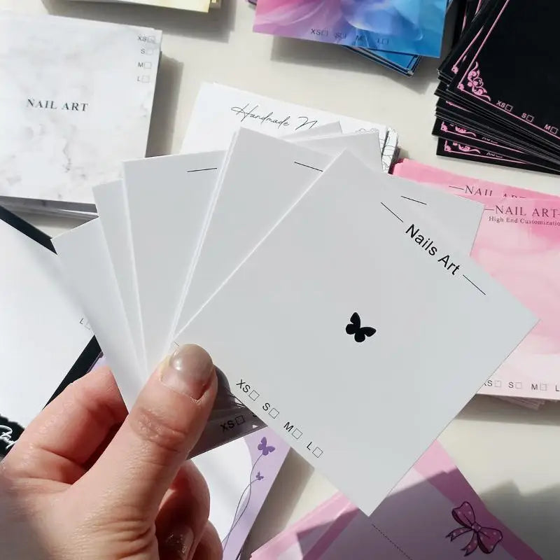 20 Sheets Press On Nail Bottom Butterfly Cardboard Photo Prop Handmade False Nail Art Tips Display Show Card Manicure Tools Peaceful Pleasures Health and Wellness
