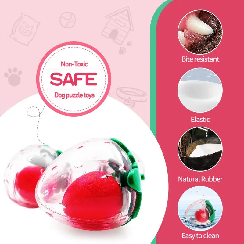 Squeaky Strawberry Dog Toy | Rubber Chew Toy for Small & Medium Dogs