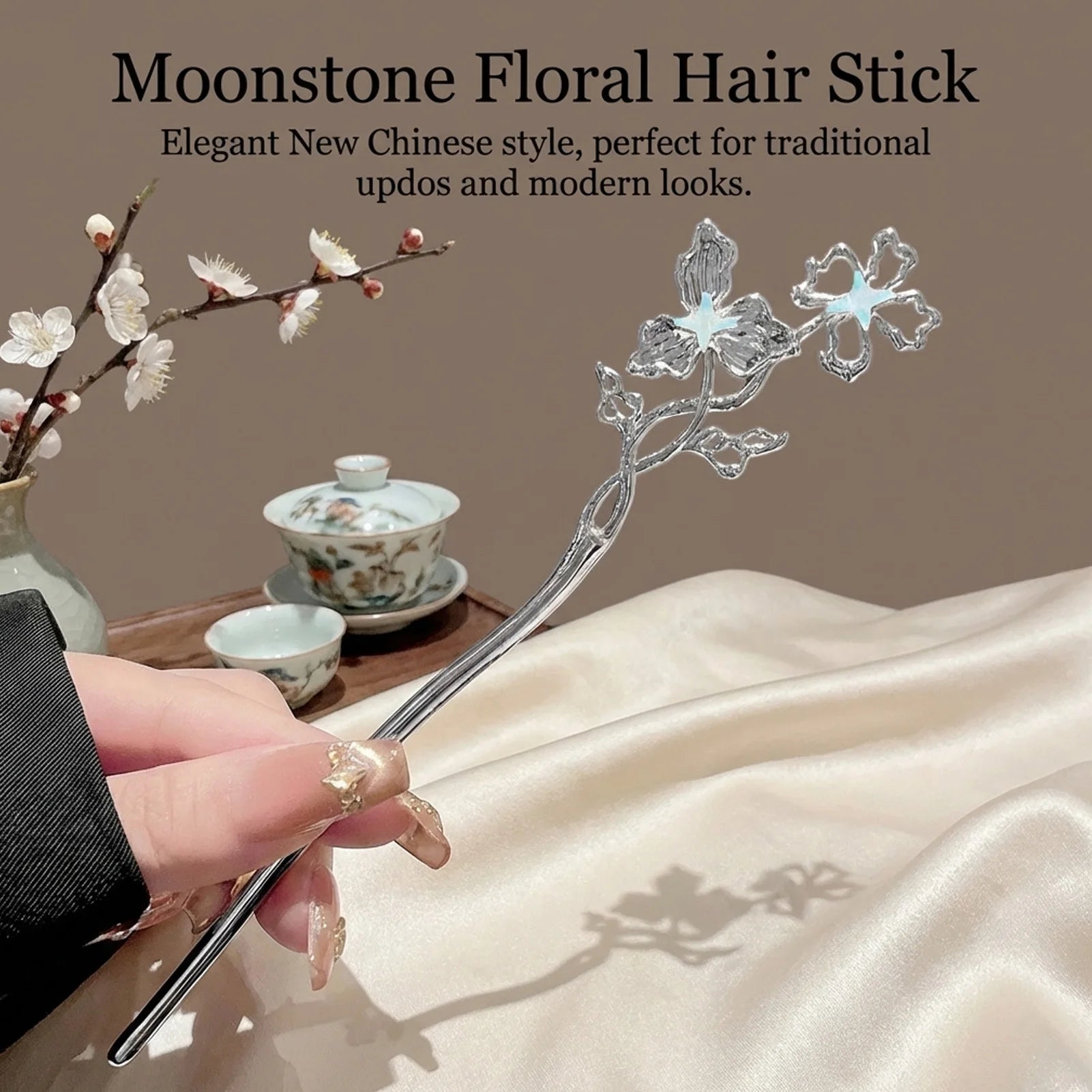 New Chinese Style Alloy Hairpin With Flower Design For Wedding Party Everyday Use Peaceful Pleasures Health and Wellness