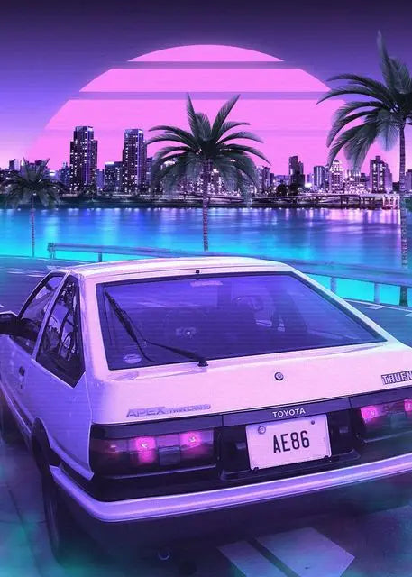 Initial D AE86 Takumi Anime Canvas Wall Art | Drift Car Poster