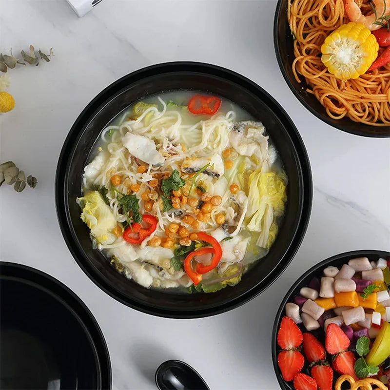 Thickened Plastic Ramen Bowl Anti-Slip Salad Bowl Solid Color Perfect for Kitchen Restaurant Lamian Noodles Bowl Peaceful Pleasures Health and Wellness