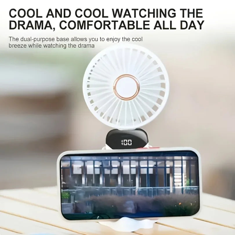 Portable Mini Fan 6-Speed USB Rechargeable Foldable LED Fan