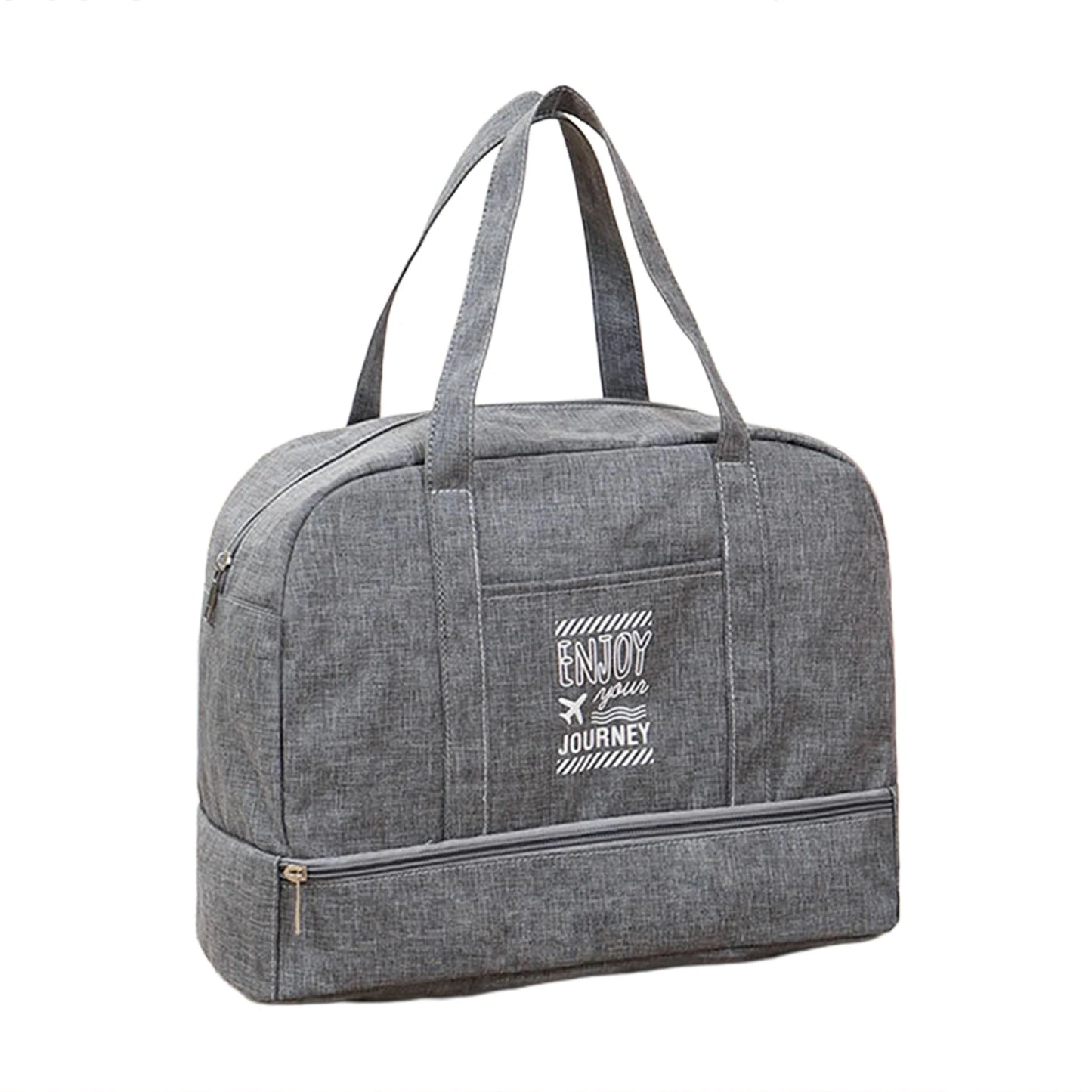 Men's Travel Bag Waterproof Oxford Cloth Large Capacity Double Layer Design for Business and Travel Peaceful Pleasures Health and Wellness Large gray